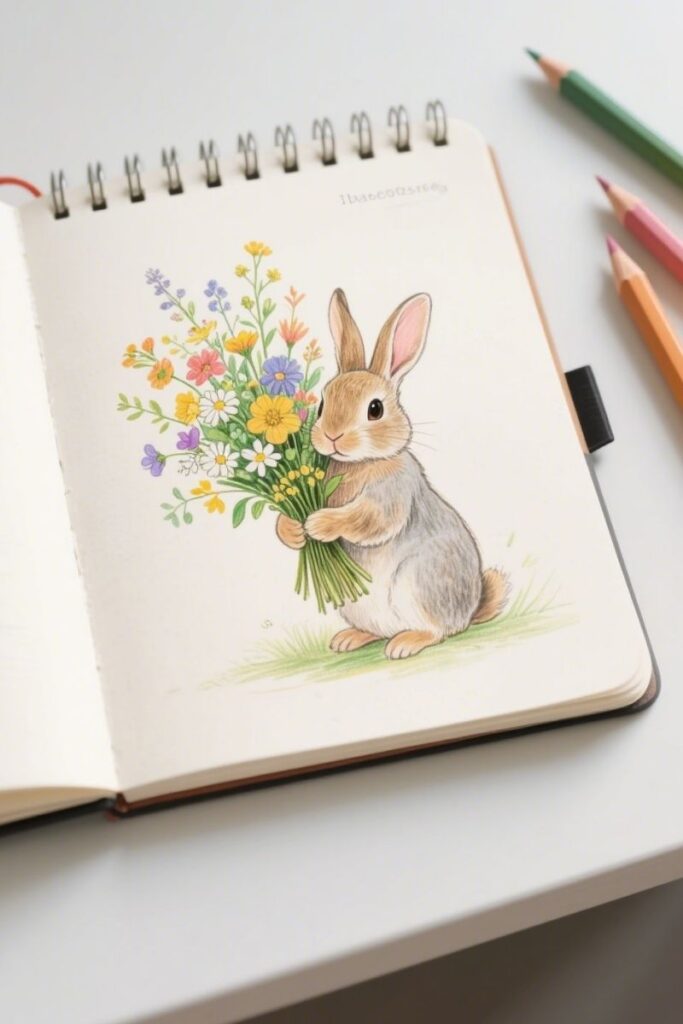 a rabbit spring drawing ideas