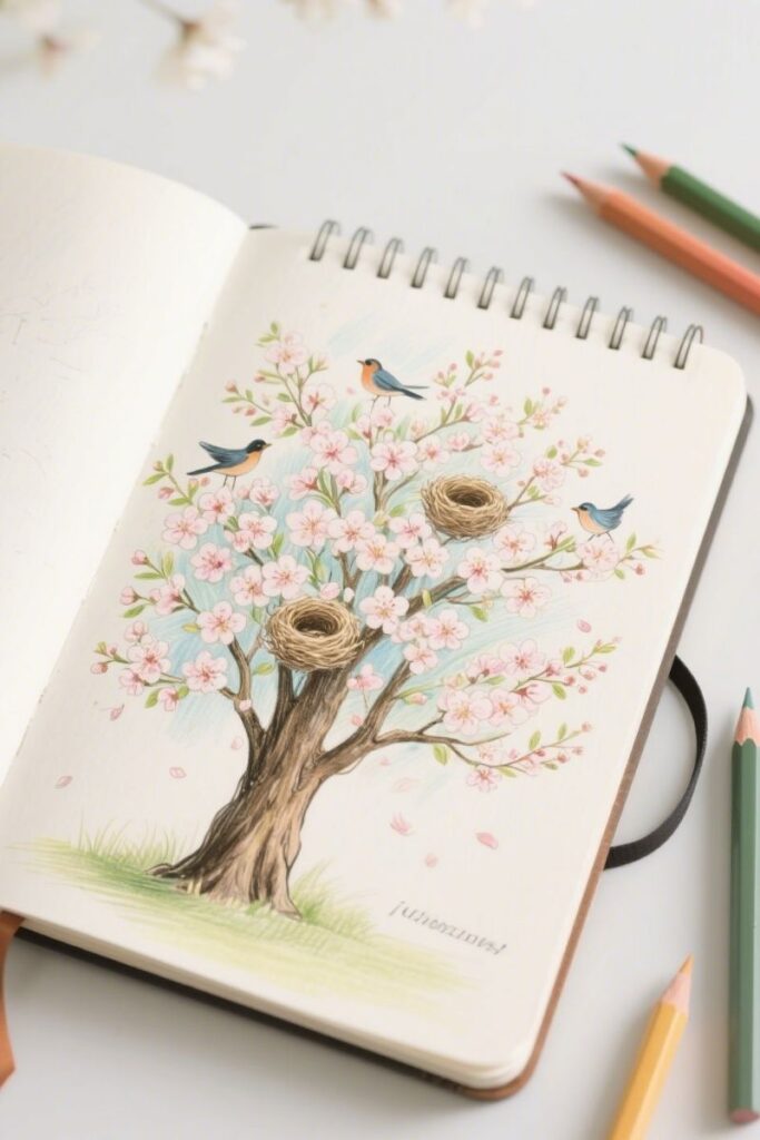 a tree spring drawing ideas