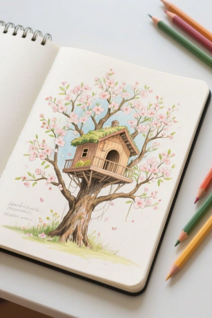 a treehouse spring drawing ideas