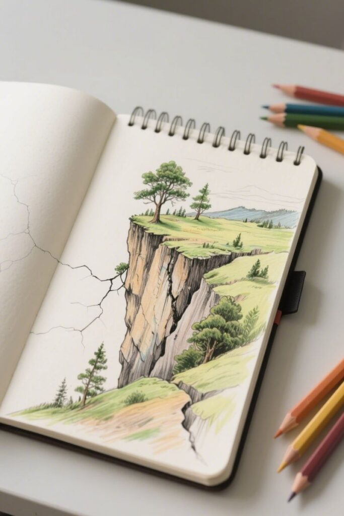 golden house landscape drawing ideas