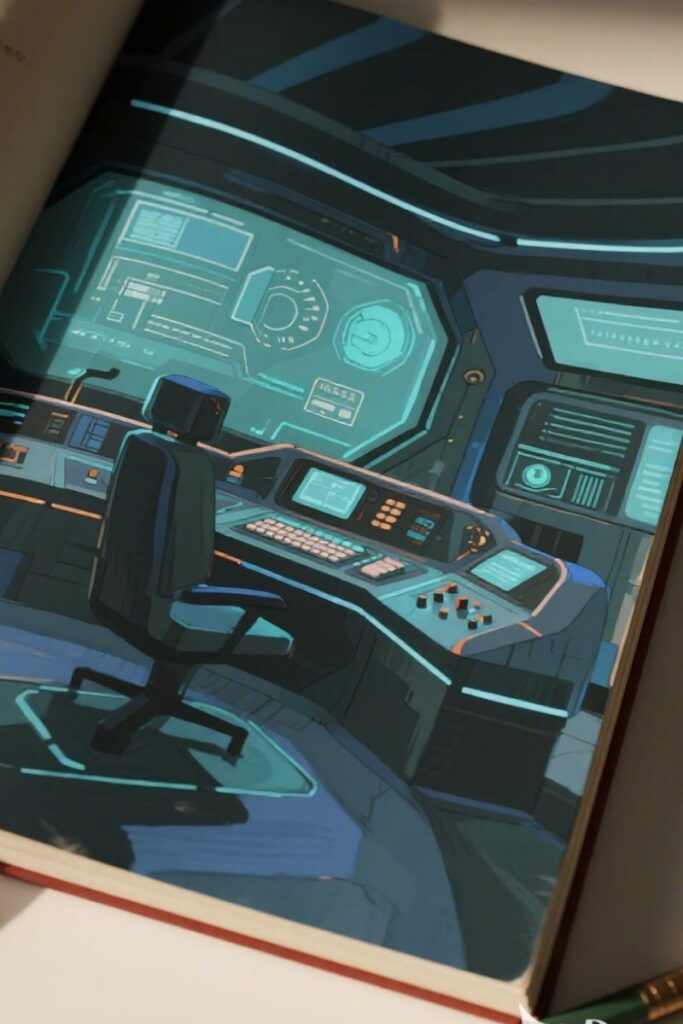 futuristic control room background drawing ideas