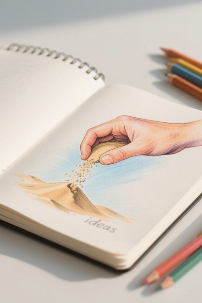 hand and sand hand drawing ideas