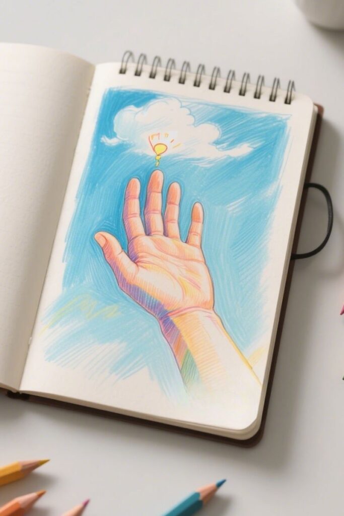 hand and sky hand drawing ideas