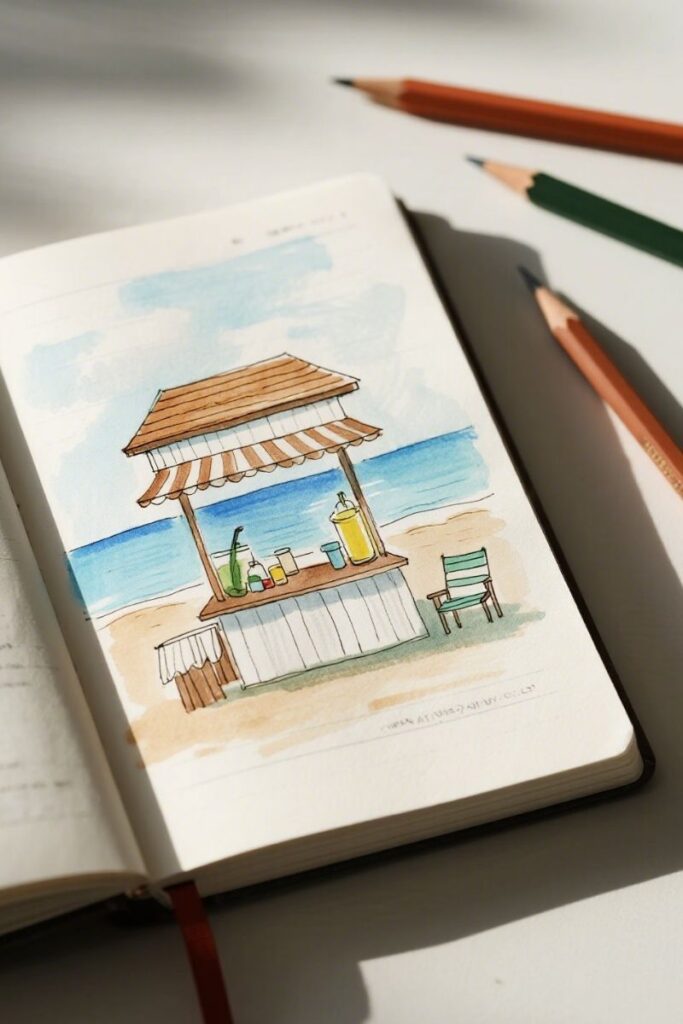 juce stand beach drawing ideas