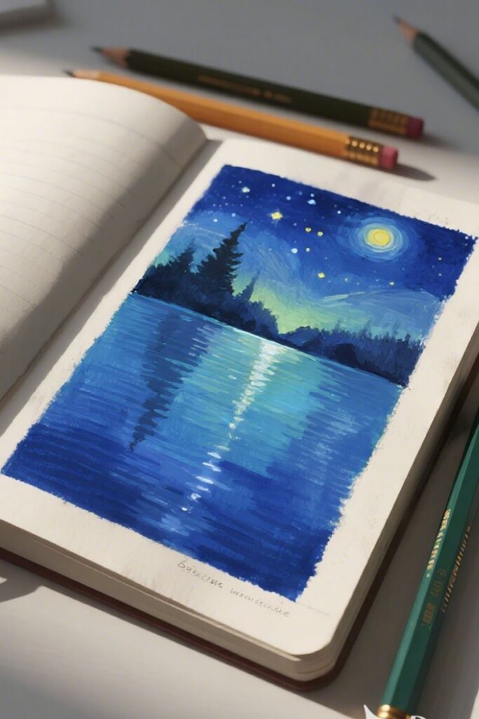 lake background drawing ideas