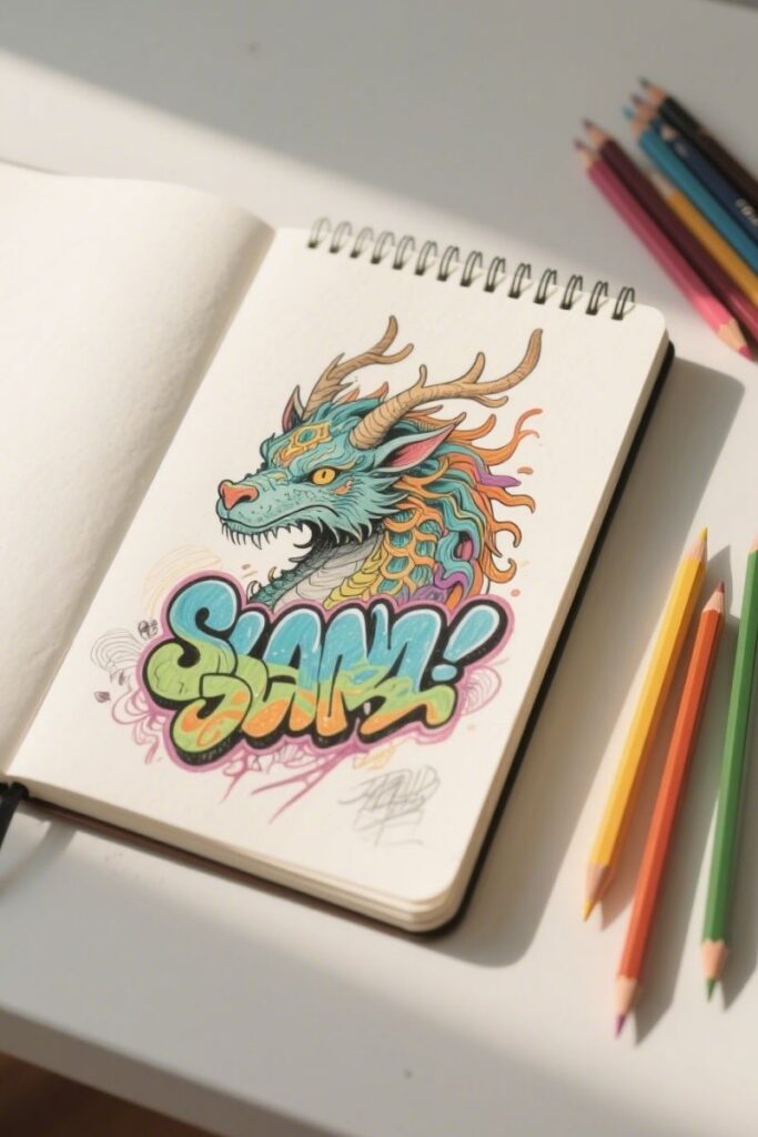 mythical graffiti drawing ideas