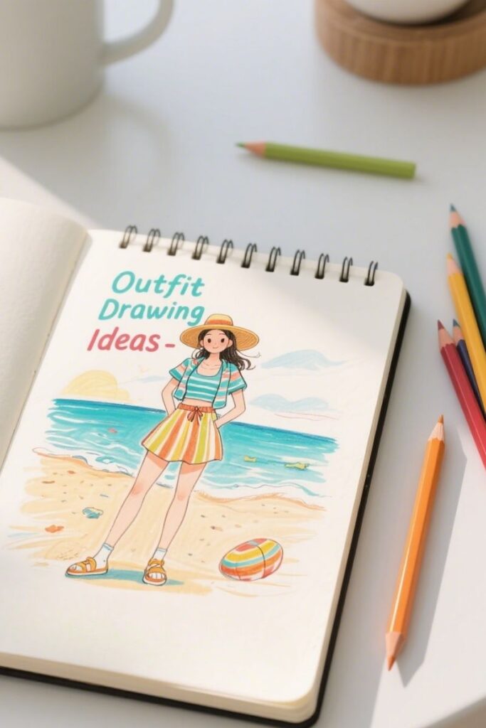 outfit ideas drawing beach