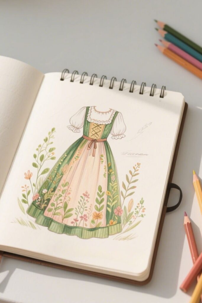 outfit ideas drawing cottage dress