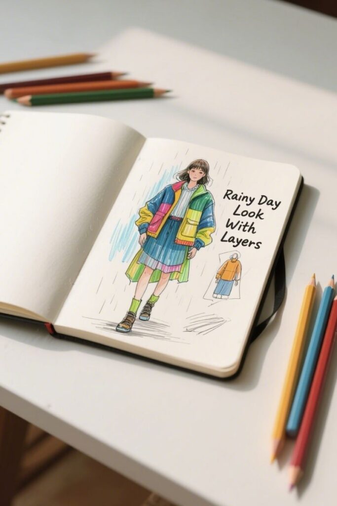 outfit ideas drawing rainy day