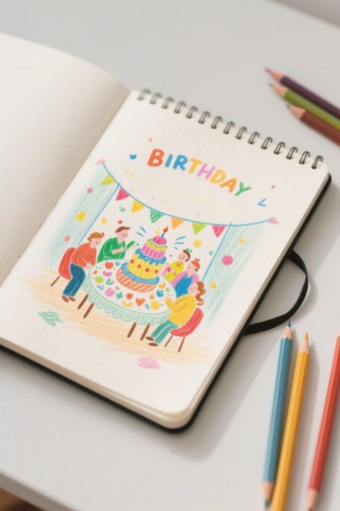 party birthday drawing ideas