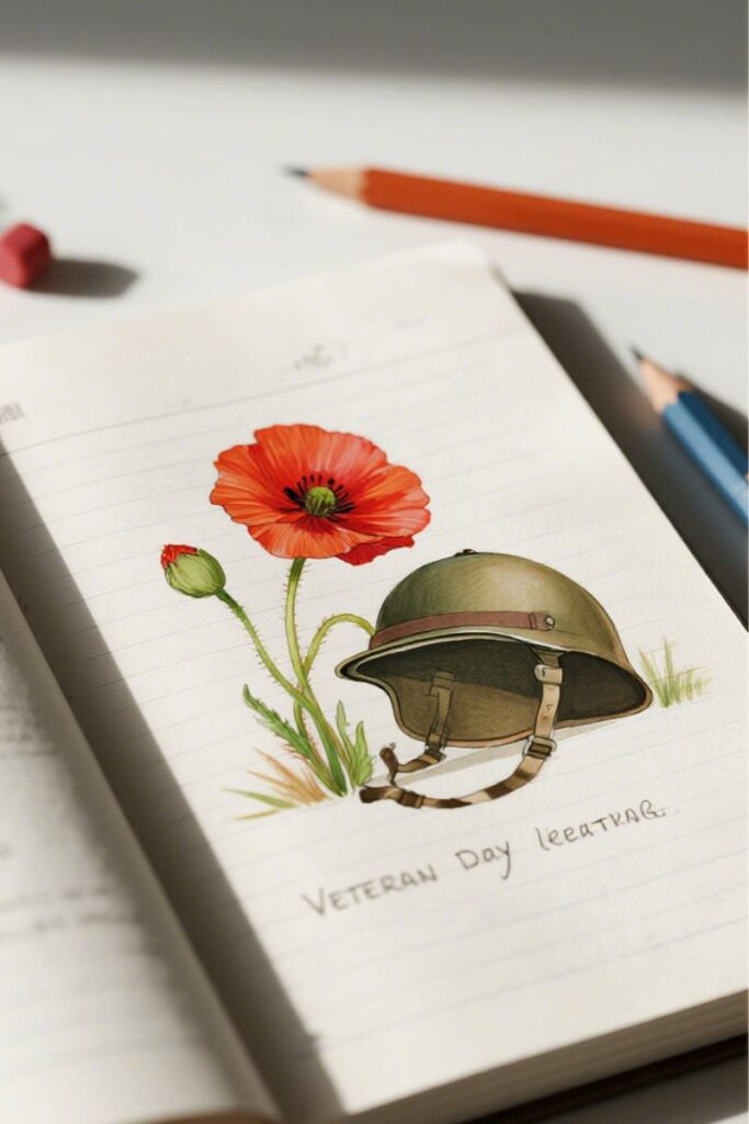 poppy flower veterans day drawing ideas
