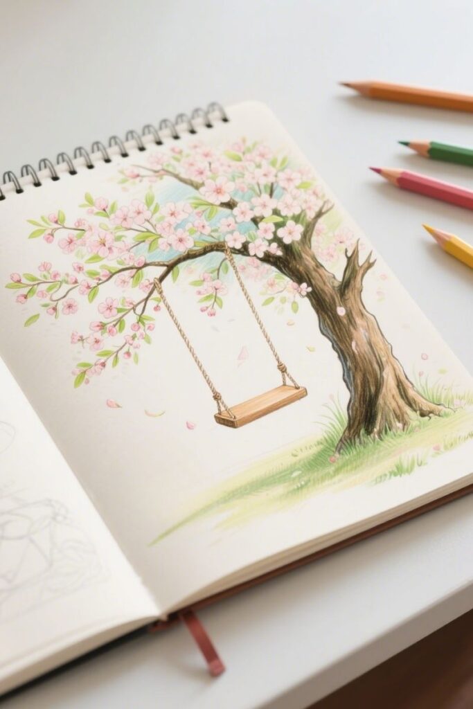 swing spring drawing ideas