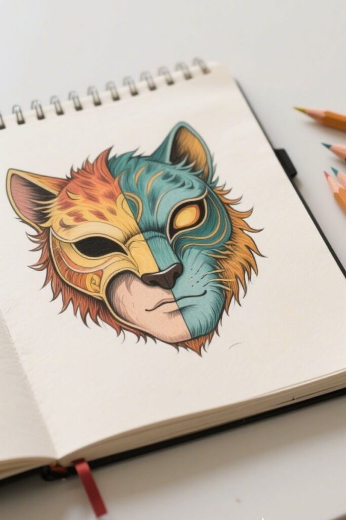 therian mask ideas drawing human and animal