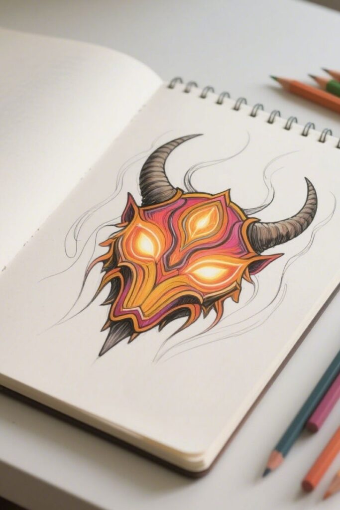 therian mask ideas drawing minimal lines