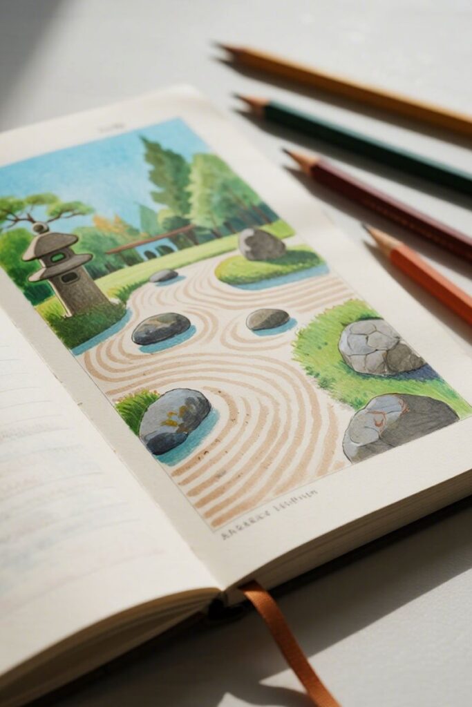 zen garden background drawing ideas
