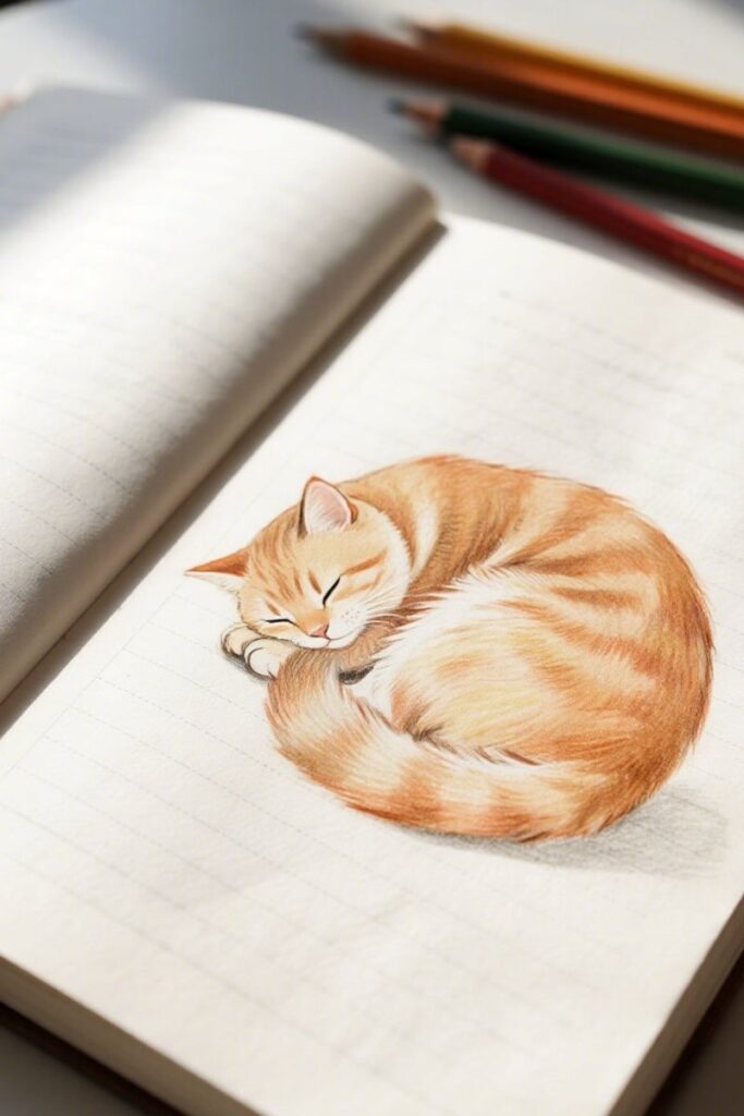 a cat realistic drawing ideas