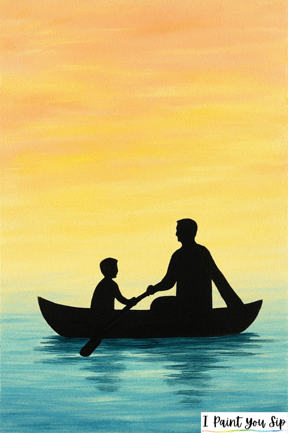 father-child canoe scene