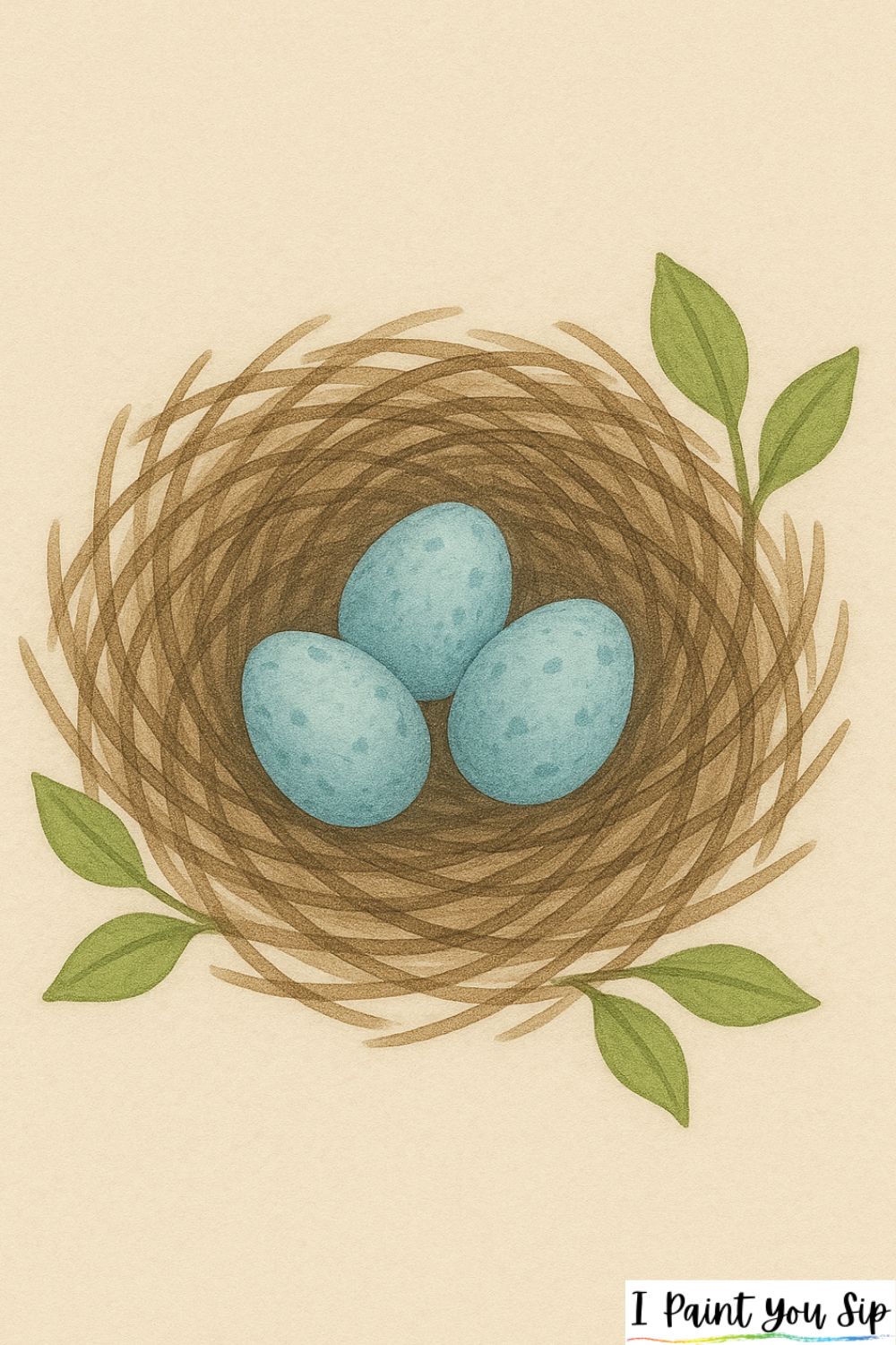 finch nest with three eggs