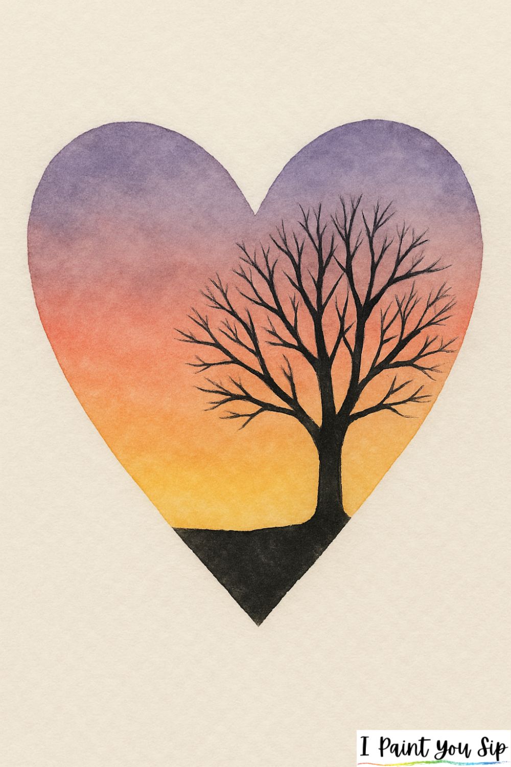 heart silhouette sunset