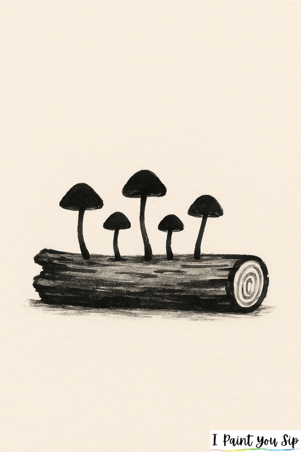 mini mushrooms on a log