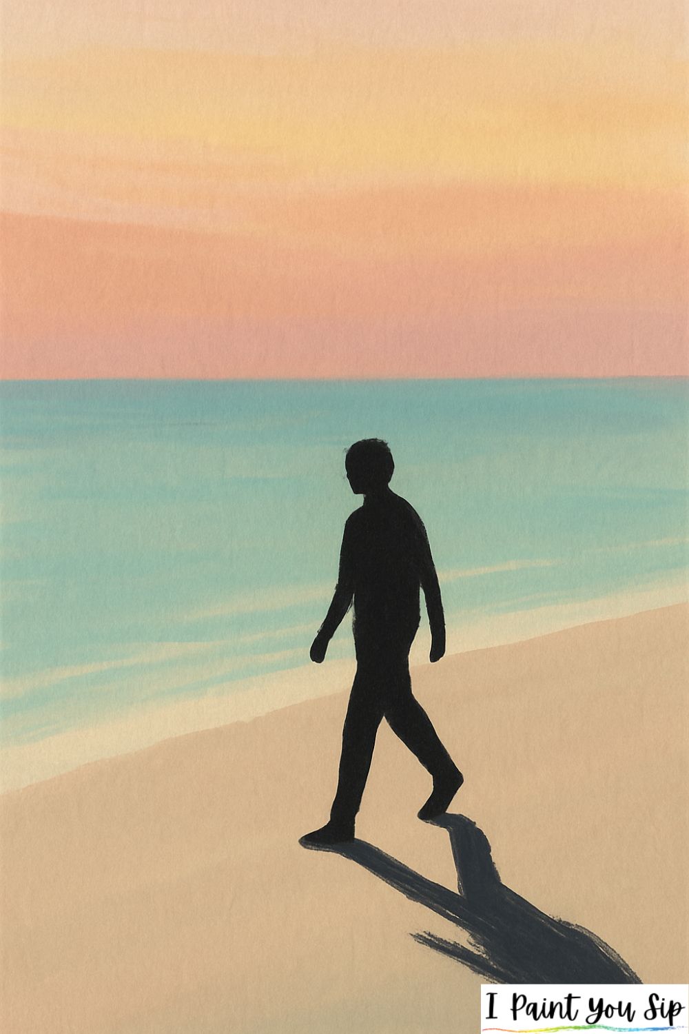 simple beach walk silhouette