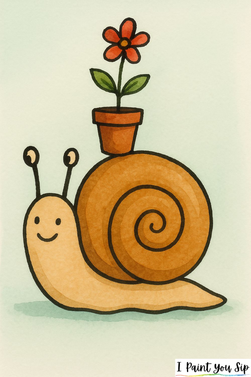 snail carrying a flower pot