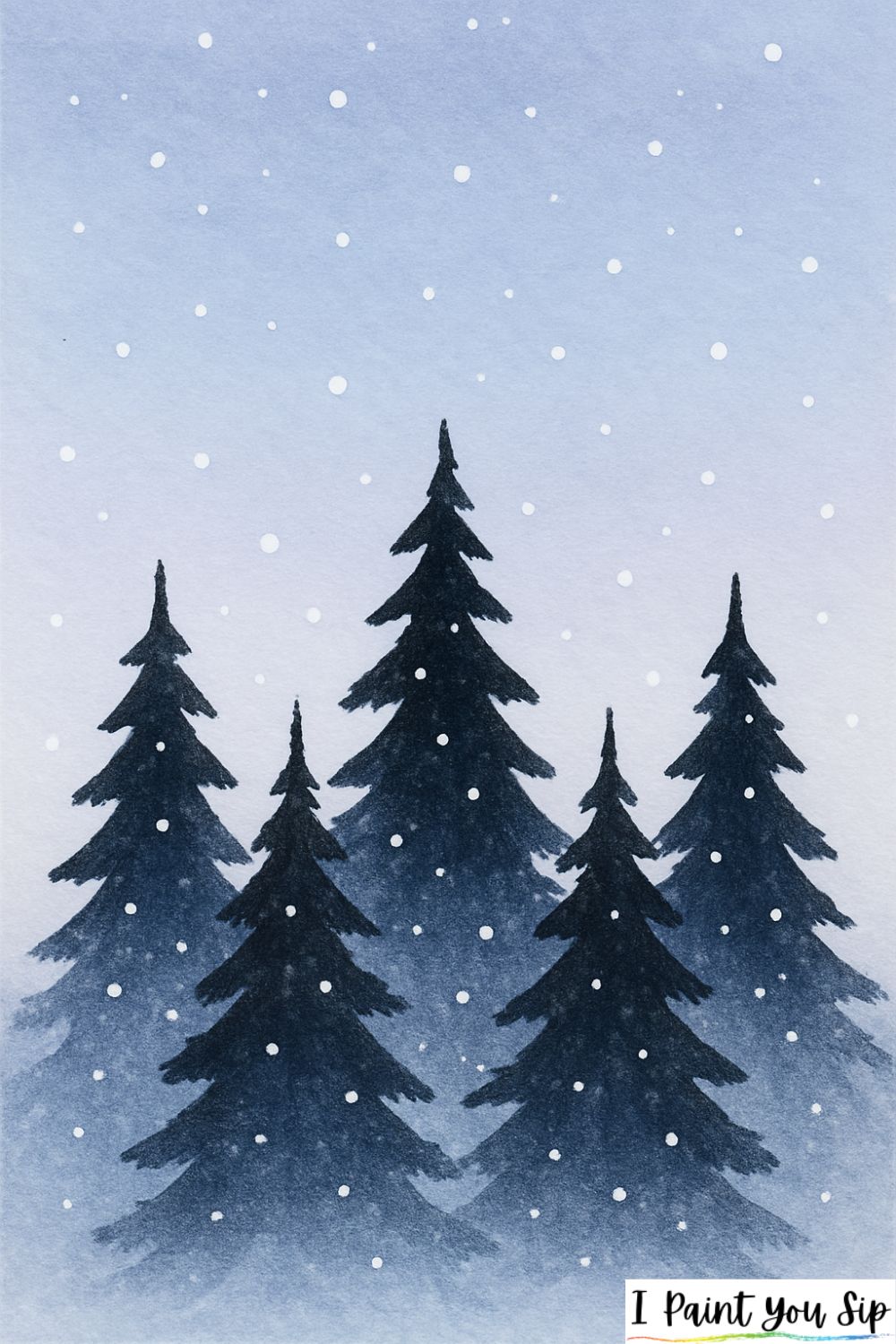 snowy pine silhouettes