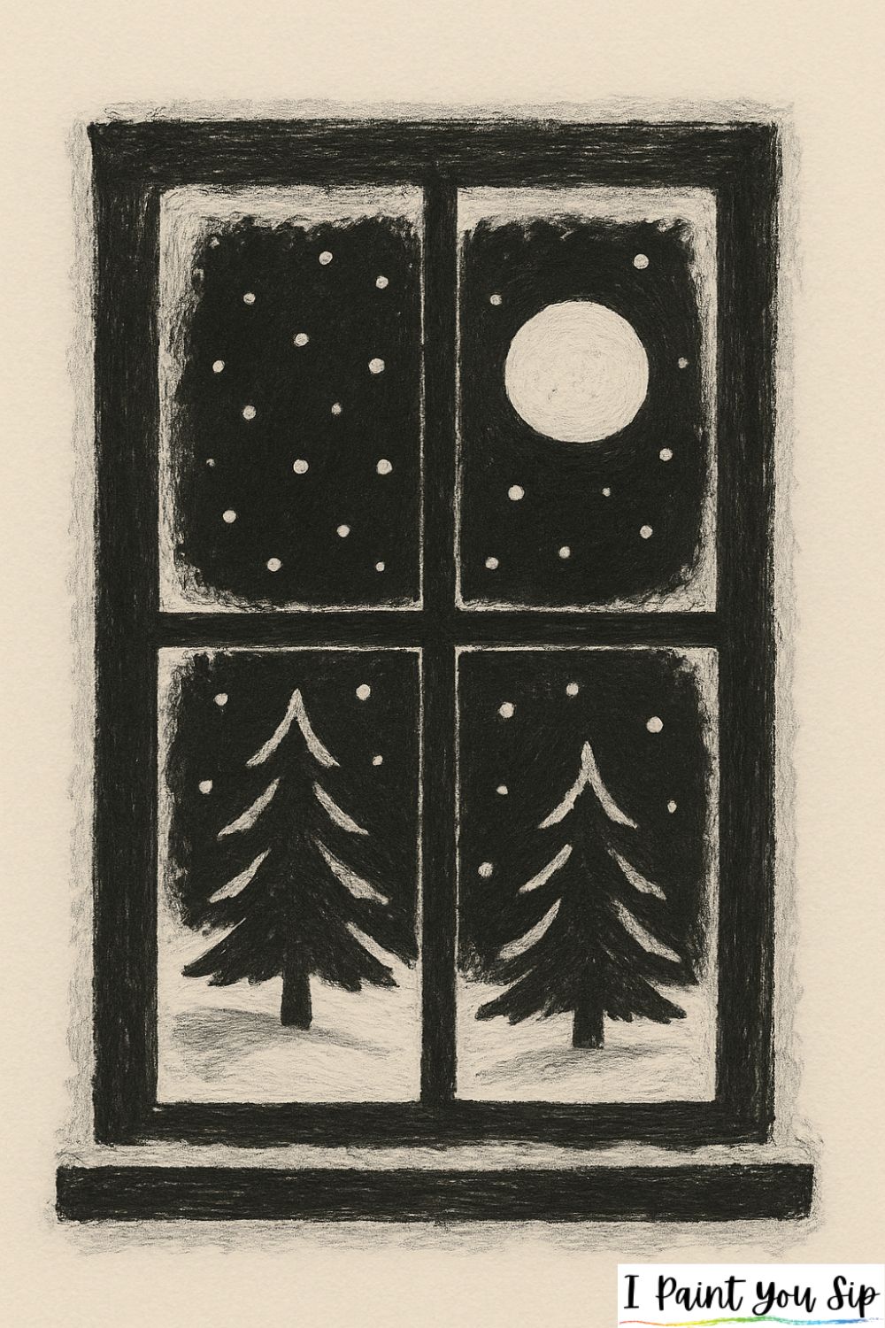 snowy window scene