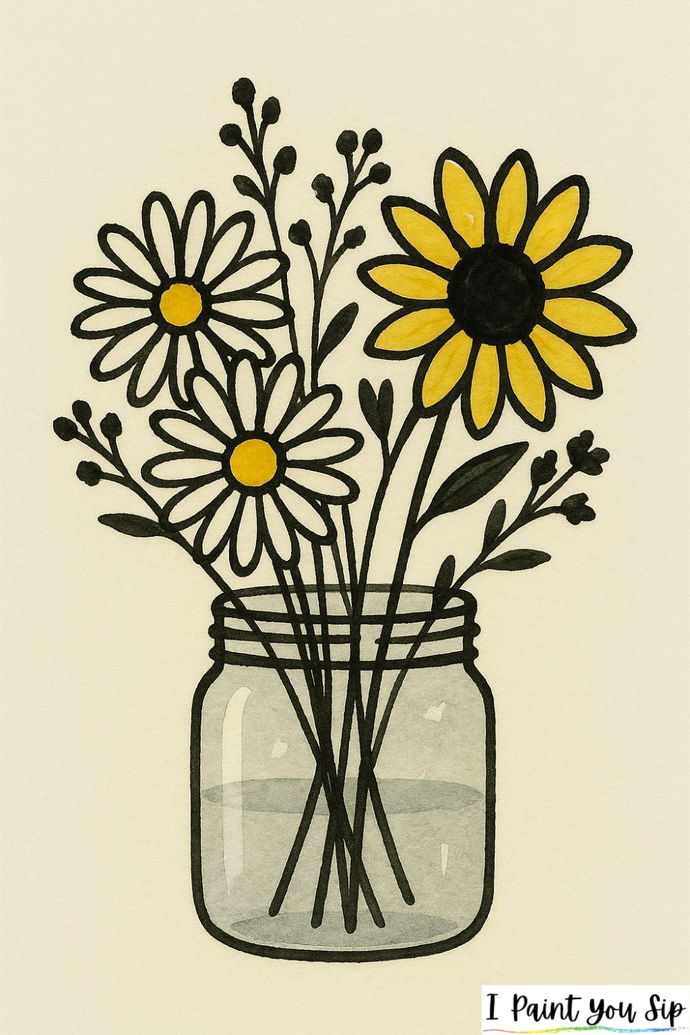 summer flowers in a jar