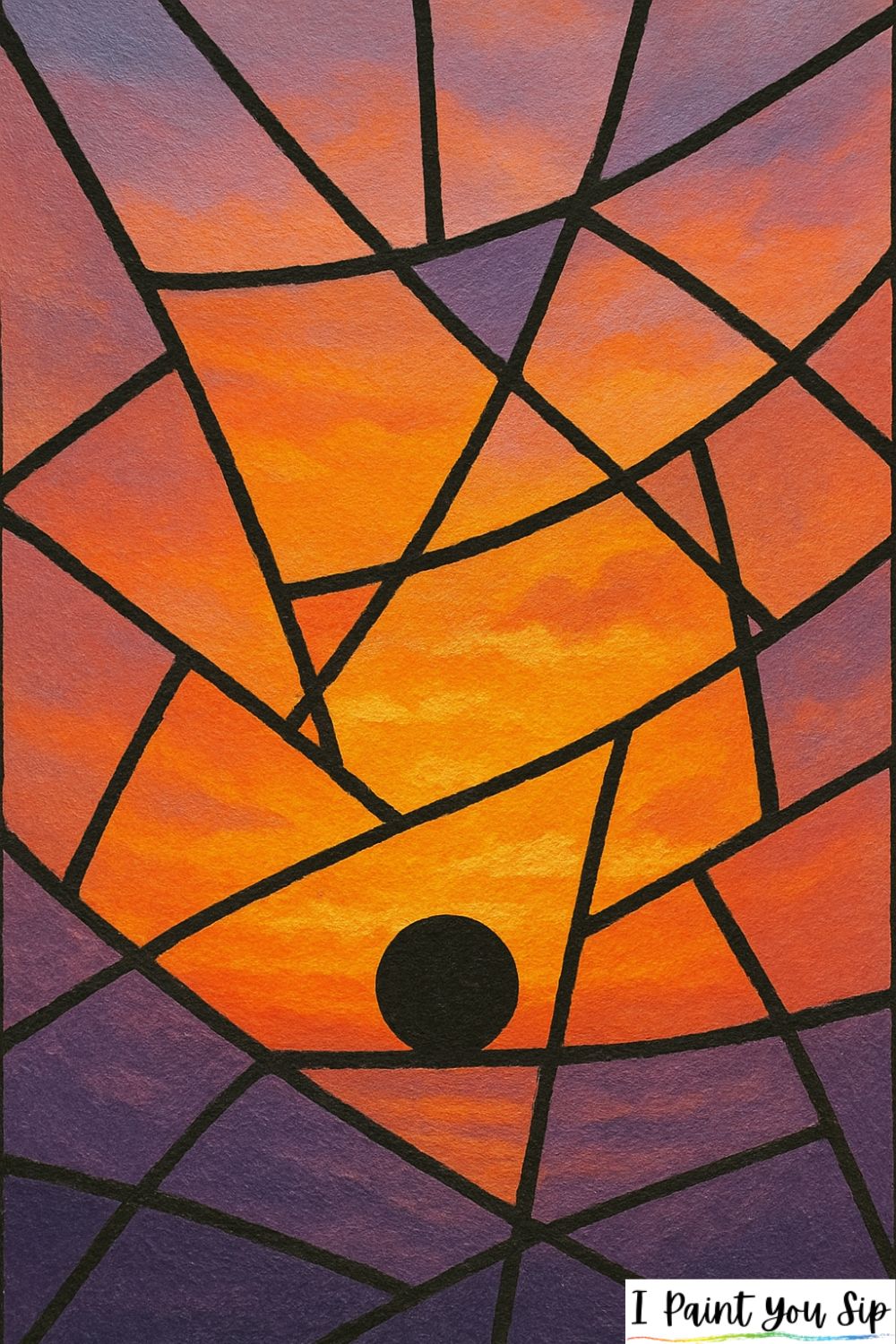 sunset behind abstract stained glass