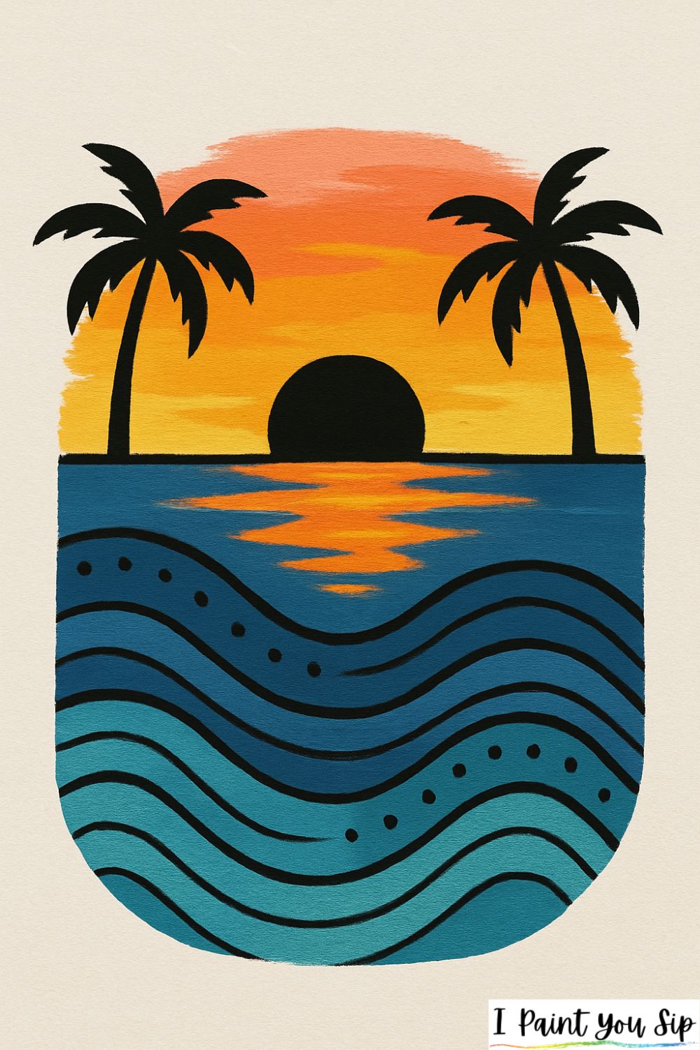 sunset over rolling abstract waves
