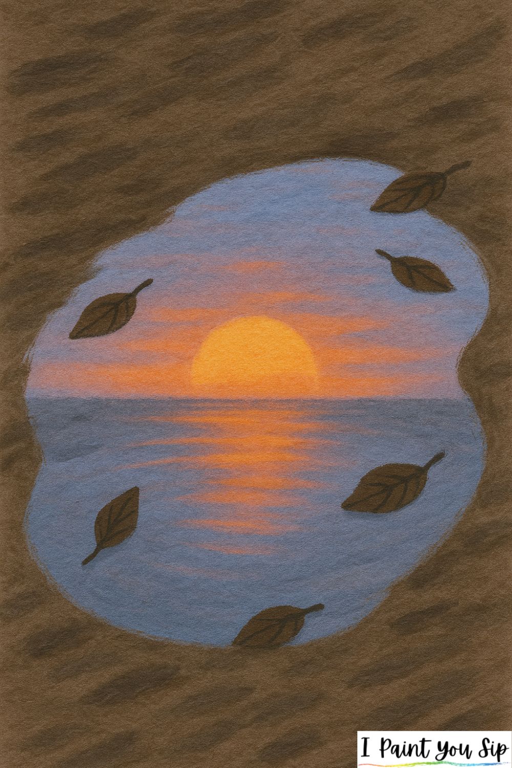 sunset reflected in a puddle