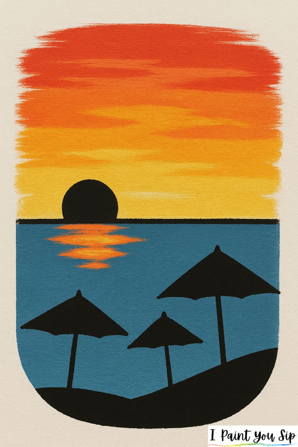 sunset with umbrella shadows