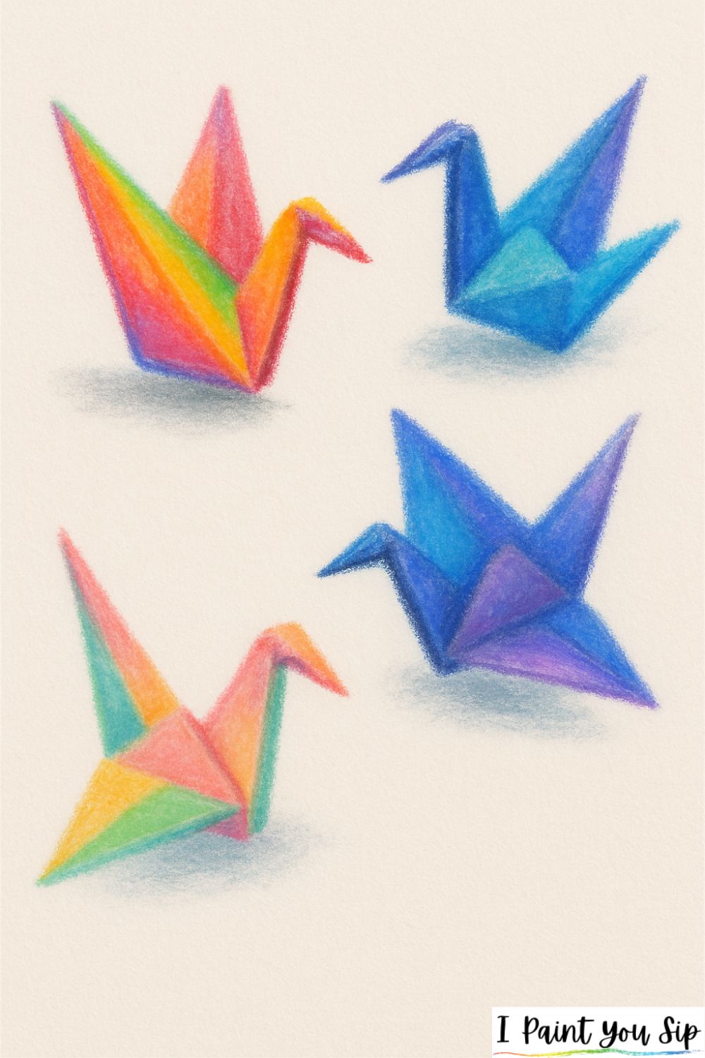 floating paper cranes